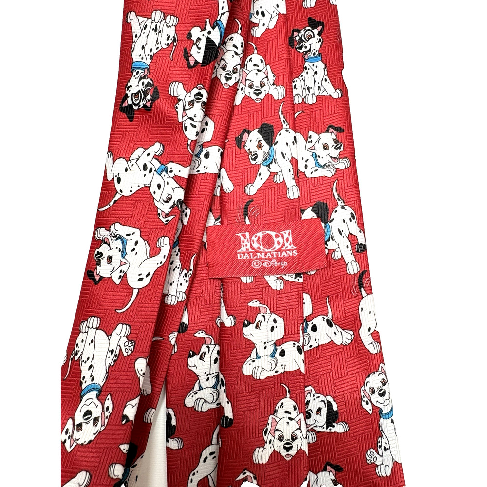 Vintage Disney 101 Dalmatians Neck Tie Red 90s Dog Puppies 56" Long 3.75" Wide - Picture 3 of 9